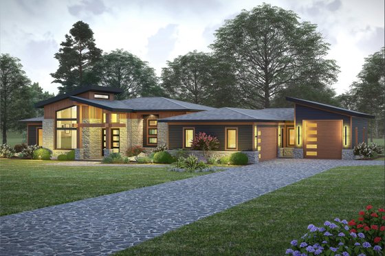 Exterior - Front Elevation 3 for Contemporary House Plan #932-1431 - 3 bed, 2.5 bath