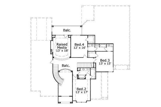 Floor Plan - Upper Floor for European House Plan #411-750 - 4 bed, 3.5 bath