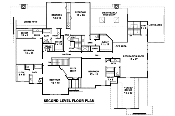 Floor Plan - Upper Floor for European House Plan #81-1357 - 6 bed, 4 bath