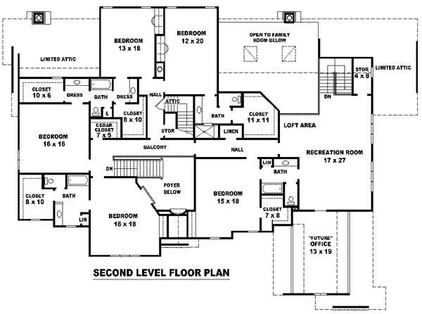 European Floor Plan - Upper Floor Plan #81-1357