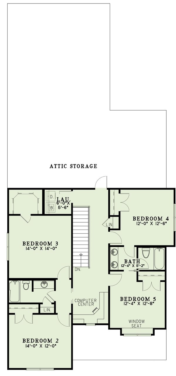 Architectural House Design - Colonial Floor Plan - Upper Floor Plan #17-2858