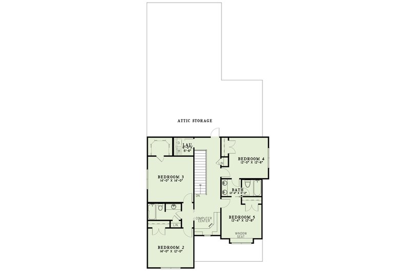 Home Plan - Floor Plan - Upper Floor for Colonial House Plan #17-2858 - 5 bed, 2.5 bath