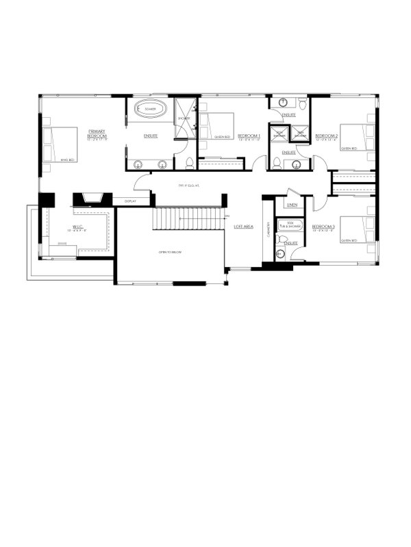 Architectural House Design - Modern Floor Plan - Upper Floor Plan #1114-100