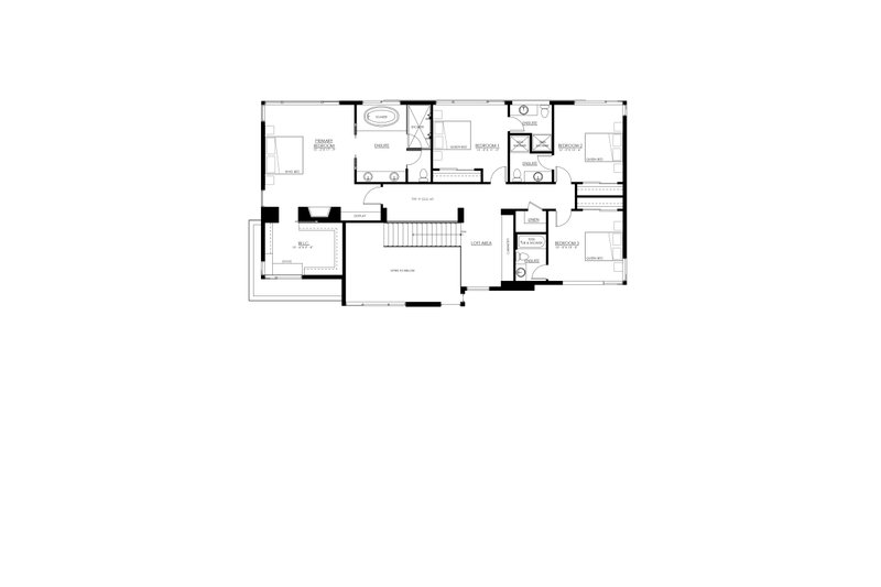 House Blueprint - Floor Plan - Upper Floor for Modern House Plan #1114-100 - 4 bed, 4.5 bath