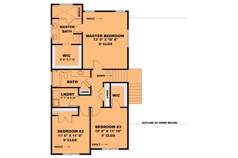 Architectural House Design - Floor Plan - Upper Floor for Modern House Plan #1111-41 - 3 bed, 2.5 bath