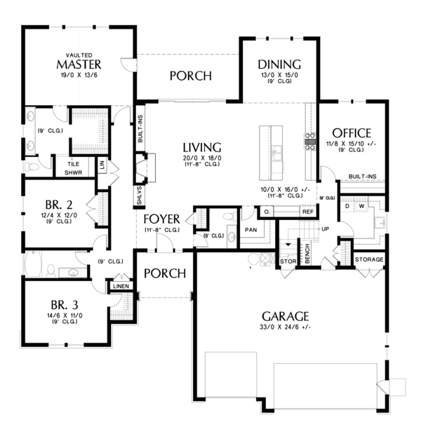 Craftsman Floor Plan - Main Floor Plan #48-679