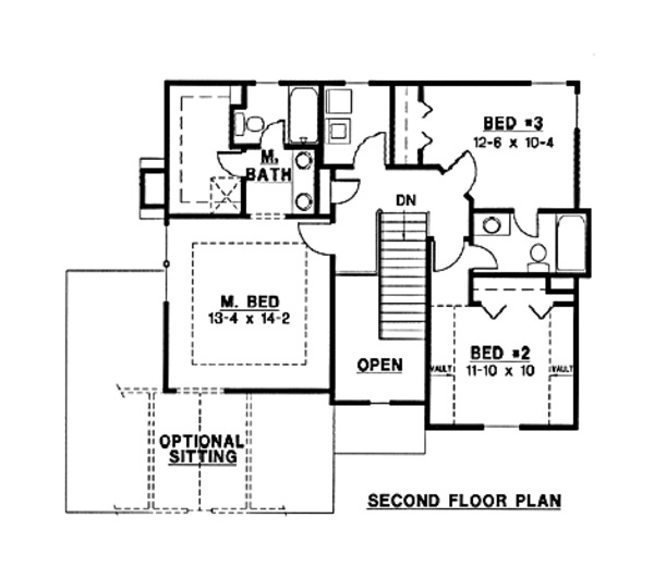 Traditional Floor Plan - Upper Floor Plan #67-163