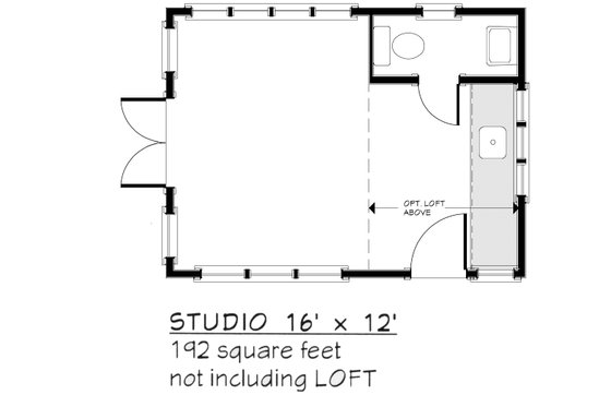 Floor Plan - Main Floor for Craftsman House Plan #917-29 - 1 bed, 1 bath