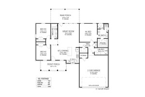Floor Plan - Main Floor for Farmhouse House Plan #1074-121 - 3 bed, 2 bath