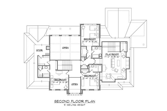 Floor Plan - Upper Floor for Classical House Plan #1054-63 - 4 bed, 4 bath