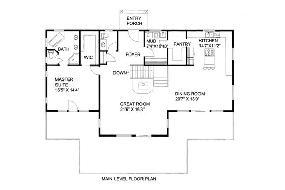 Floor Plan - Main Floor for Craftsman House Plan #117-1106 - 3 bed, 2.5 bath