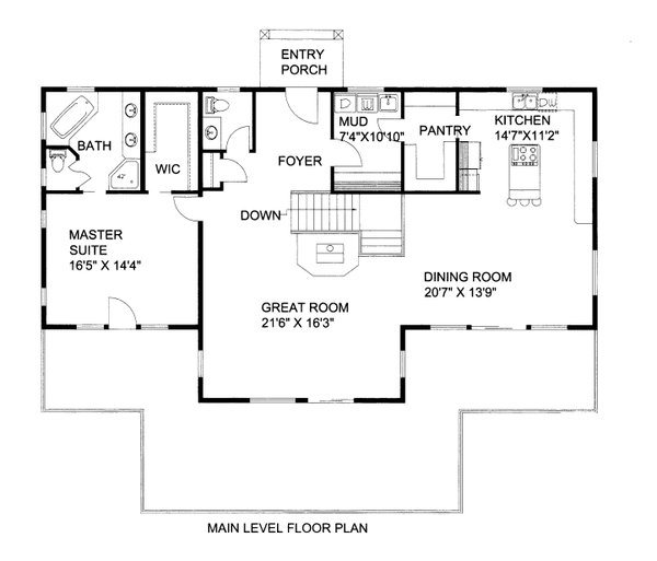 House Plan Design - Floor Plan - Main Floor for Craftsman House Plan #117-1106 - 3 bed, 2.5 bath