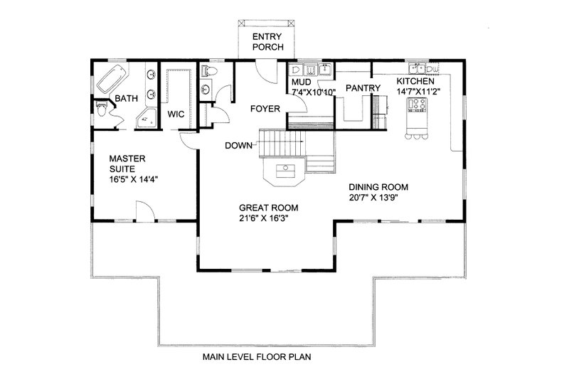 House Plan Design - Floor Plan - Main Floor for Craftsman House Plan #117-1106 - 3 bed, 2.5 bath