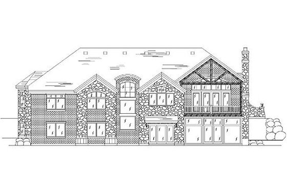 Exterior - Rear Elevation for European House Plan #5-318 - 6 bed, 4.5 bath