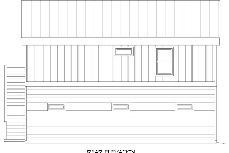 House Blueprint - Exterior - Rear Elevation for Southern House Plan #932-821 - 2 bed, 1.5 bath