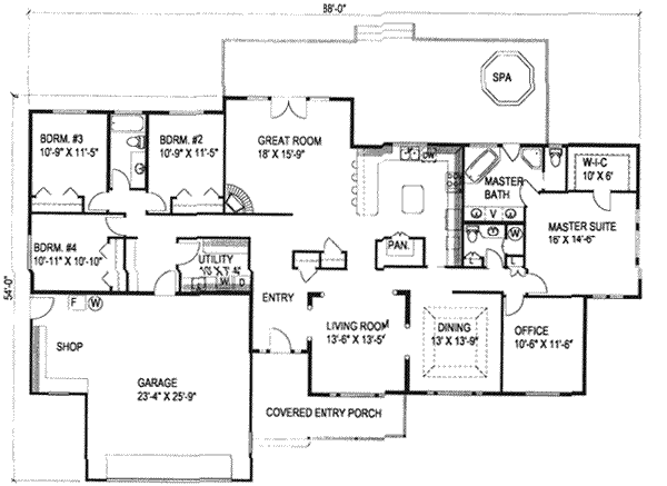 House Design - Ranch Floor Plan - Main Floor Plan #117-216
