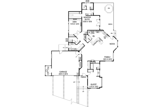 Floor Plan - Main Floor for Traditional House Plan #60-458 - 2 bed, 2.5 bath