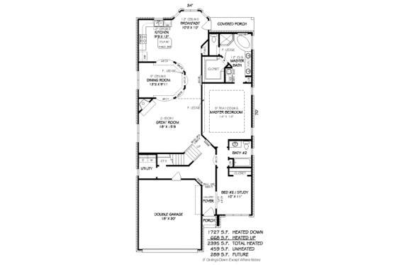 Floor Plan - Main Floor for European House Plan #424-141 - 4 bed, 3 bath