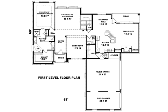 Floor Plan - Main Floor for European House Plan #81-981 - 4 bed, 3.5 bath