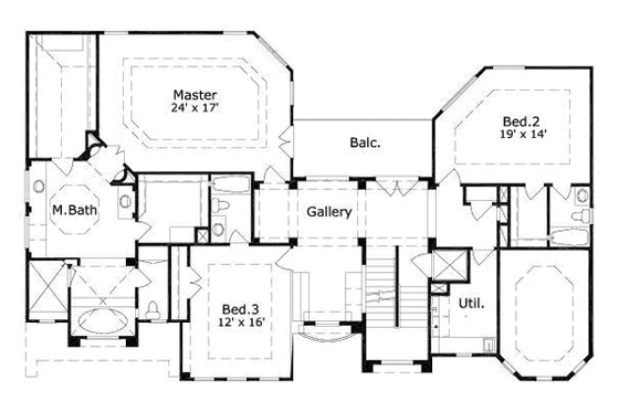 Floor Plan - Upper Floor for Mediterranean House Plan #411-194 - 4 bed, 4 bath