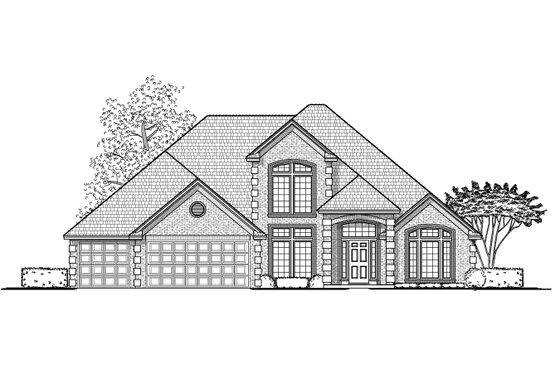 Exterior - Front Elevation for Traditional House Plan #65-490 - 4 bed, 3 bath