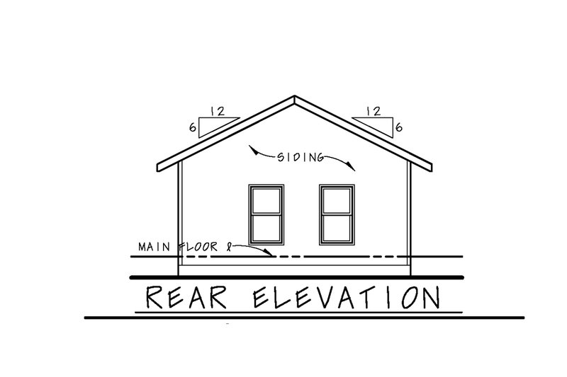 House Blueprint - Exterior - Rear Elevation for Cottage House Plan #20-2364 - 2 bed, 1 bath