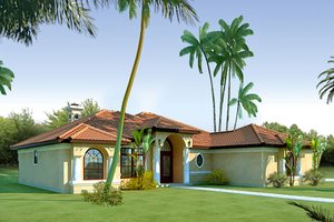 Exterior - Front Elevation 3 for Mediterranean House Plan #80-113 - 3 bed, 2 bath