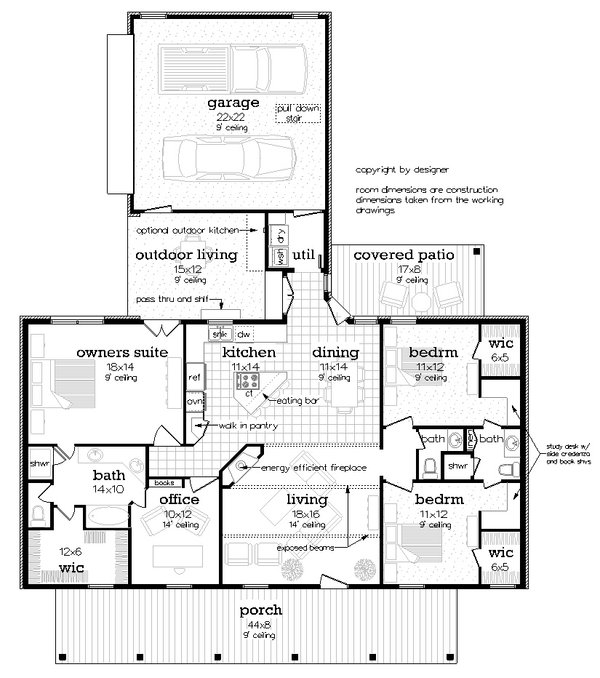 House Blueprint - Farmhouse Floor Plan - Main Floor Plan #45-635
