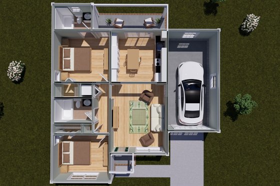 Floor Plan - Main Floor 1 for Cottage House Plan #513-2403 - 2 bed, 2 bath