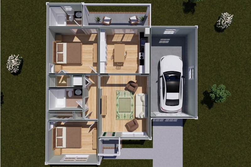 House Plan Design - Floor Plan - Main Floor 1 for Cottage House Plan #513-2403 - 2 bed, 2 bath