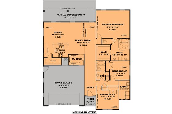 Floor Plan - Main Floor for Contemporary House Plan #1111-13 - 3 bed, 2 bath