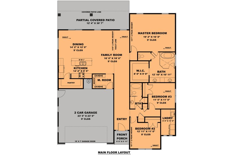 House Blueprint - Floor Plan - Main Floor for Contemporary House Plan #1111-13 - 3 bed, 2 bath