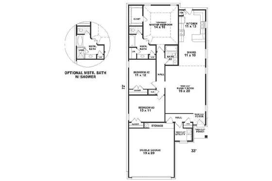 Floor Plan - Main Floor for Traditional House Plan #81-268 - 3 bed, 2 bath