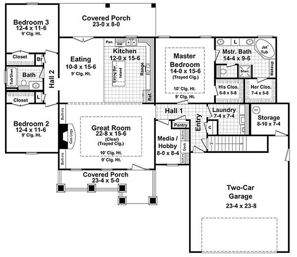 House Plan Design - Craftsman Floor Plan - Main Floor Plan #21-274