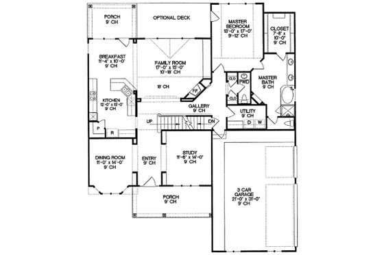 Traditional house plan, Craftsman details, floorplan