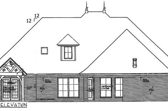 Exterior - Rear Elevation for European House Plan #310-994 - 4 bed, 3.5 bath