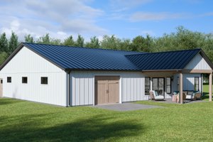 Exterior - Rear Elevation for Cabin House Plan #1089-51 - 2 bed, 2 bath