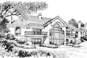 Exterior - Rear Elevation for Mediterranean House Plan #57-123 - 3 bed, 2.5 bath