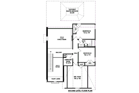 Floor Plan - Upper Floor for European House Plan #81-13800 - 3 bed, 2.5 bath