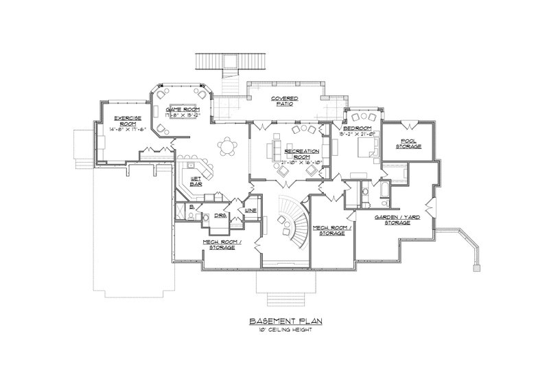 Dream House Plan - Floor Plan - Lower Floor for European House Plan #1054-92 - 4 bed, 4.5 bath