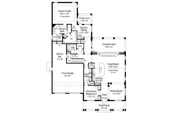 Floor Plan - Main Floor for Cottage House Plan #938-89 - 5 bed, 4 bath