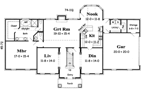 Floor Plan - Main Floor for Colonial House Plan #329-128 - 4 bed, 3.5 bath