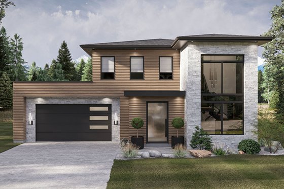 Exterior - Front Elevation 3 for Modern House Plan #455-732 - 4 bed, 2.5 bath