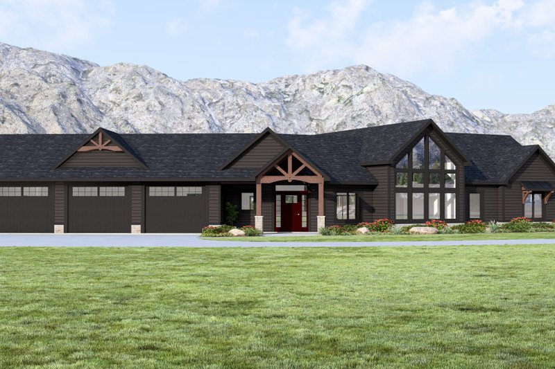 Home Plan - Exterior - Front Elevation for Ranch House Plan #1064-376 - 2 bed, 2.5 bath
