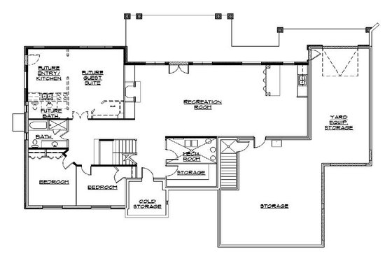 Floor Plan - Lower Floor for Traditional House Plan #5-309 - 6 bed, 4.5 bath