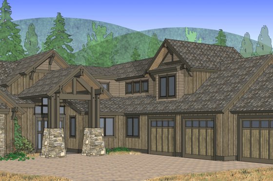 Exterior - Front Elevation 9 for Craftsman House Plan #892-4 - 4 bed, 4 bath
