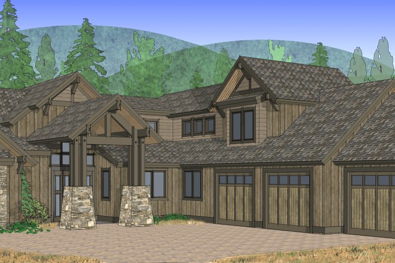 Home Plan - Exterior - Front Elevation 9 for Craftsman House Plan #892-4 - 4 bed, 4 bath