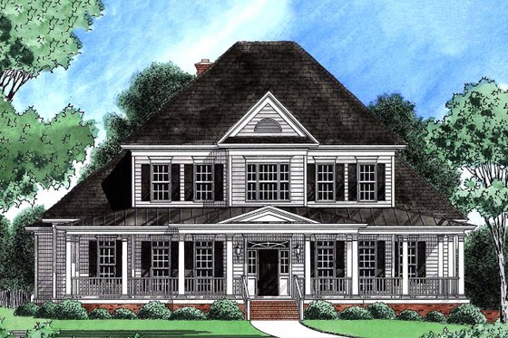 Exterior - Front Elevation 5 for Colonial House Plan #1054-29 - 4 bed, 3.5 bath