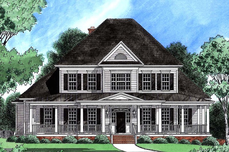 House Blueprint - Exterior - Front Elevation 5 for Colonial House Plan #1054-29 - 4 bed, 3.5 bath