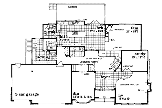 Floor Plan - Main Floor for European House Plan #47-340 - 4 bed, 3.5 bath